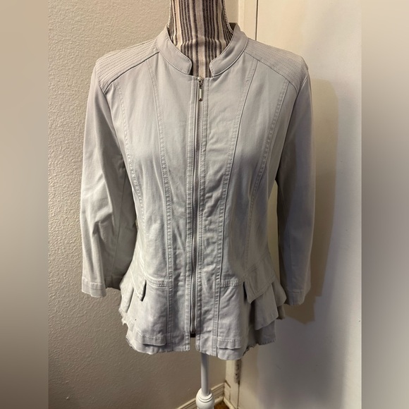 White House Black Markt zip up jacket light gray - Picture 1 of 13